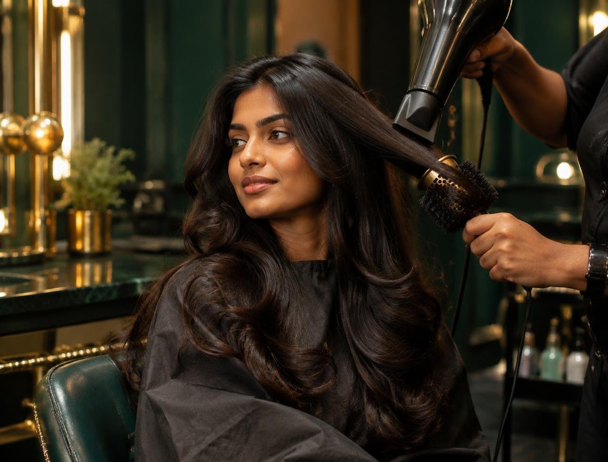 Stylist finishing a blow-dry
